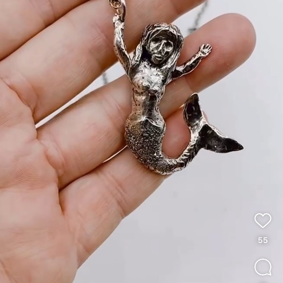 Solid Sterling Silver Mermaid Pendant Necklace - Picture 2 of 7